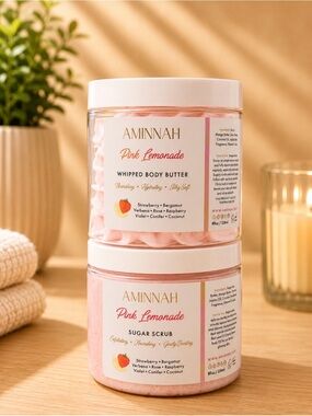AMINNAH (NWT) Pink Lemonade Whipped Body Butter & Sugar Scrub
